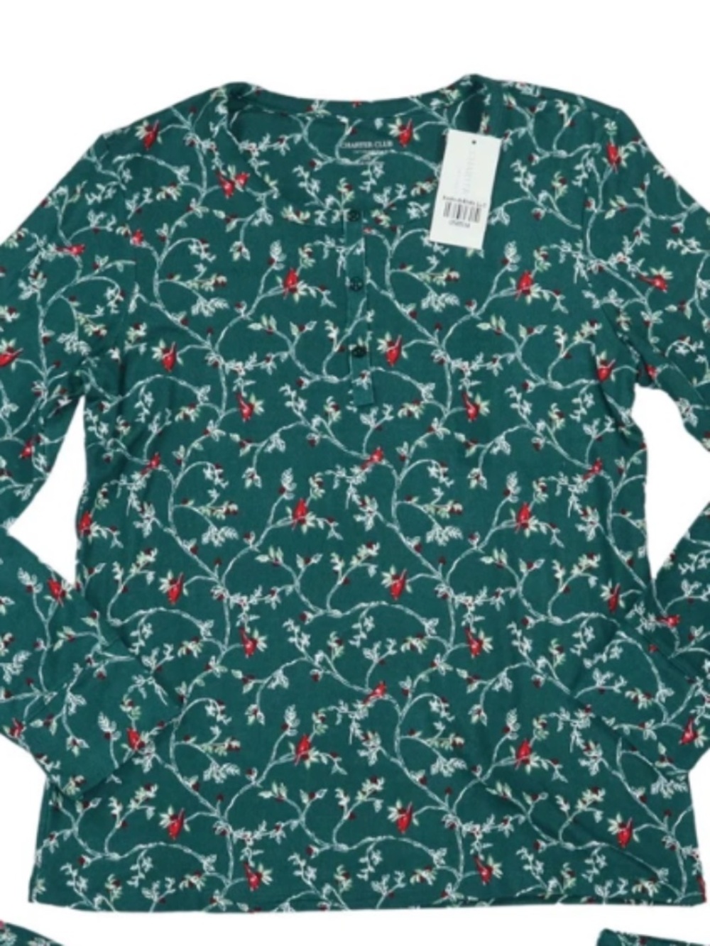 Charter Club Holiday Cardinals Soft Touch Women's Pajama Top